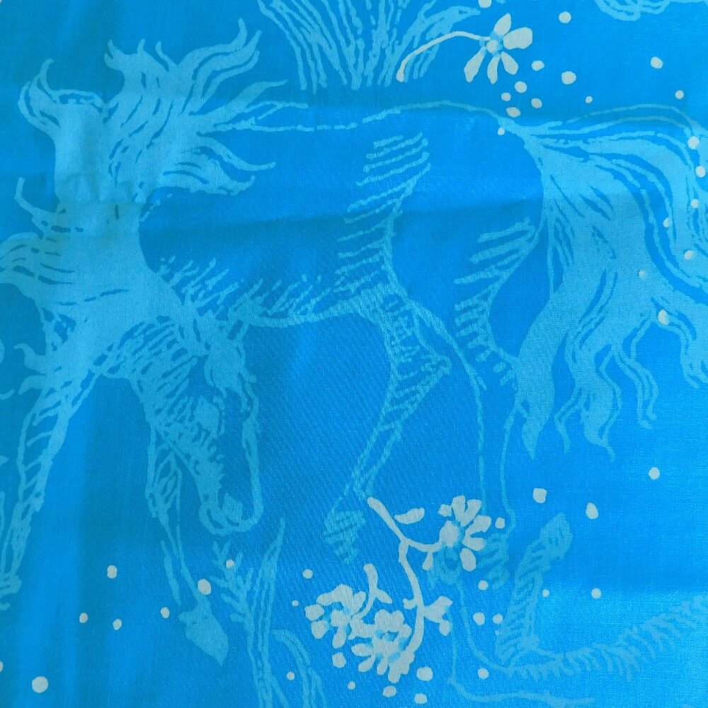 VTG Equus Zuzek 60s Key West Hand Print Fabric horse stallion Lilly Pulitzer 1yd